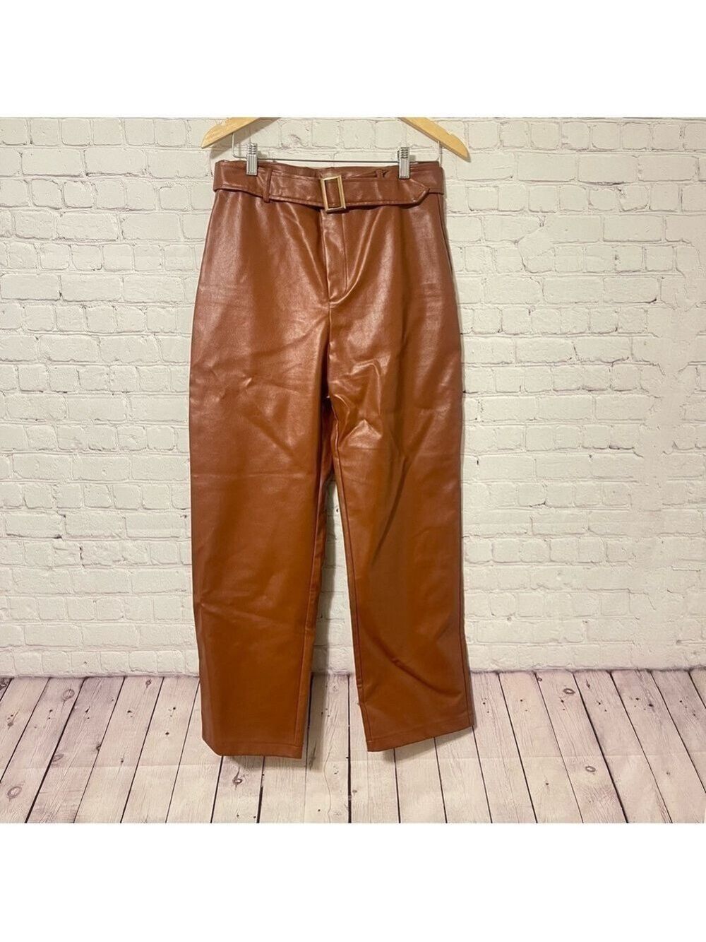 High-Waisted Loose Faux-Leather Pants